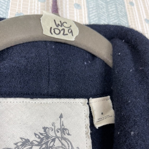 Anthropologie Angel of the North Woman M Soft Lightweight Wool Coat Navy Blue - Picture 11 of 11